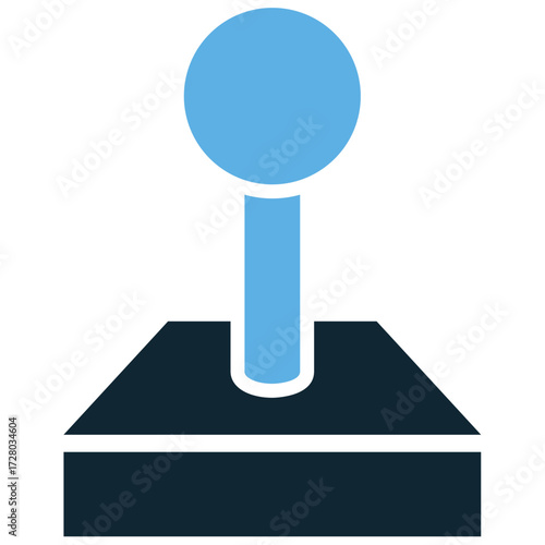 Joystick icon vector. Ideal for gaming, control, and retro themes. A clear symbol representing a classic game controller, perfect for arcade, entertainment, and app design.