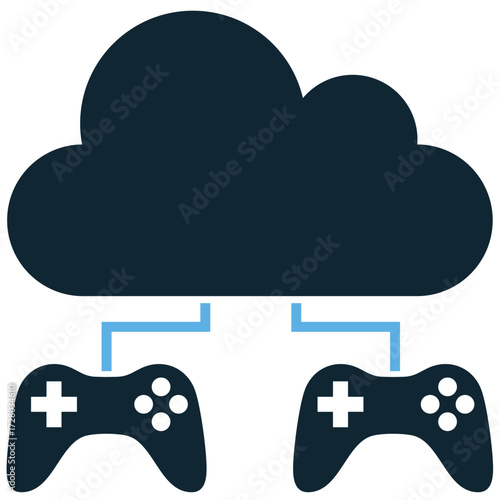 Cloud game network icon vector. Perfect for gaming, cloud services, and online connectivity themes. A clear symbol representing distributed online gaming, great for infrastructure and app design.