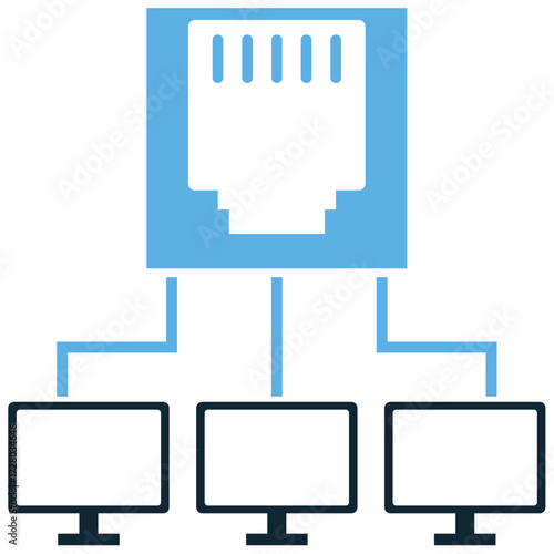LAN network icon vector. Ideal for local area networking, multiplayer gaming, and technology themes. A clear symbol representing a local connected system, perfect for technical and professional design