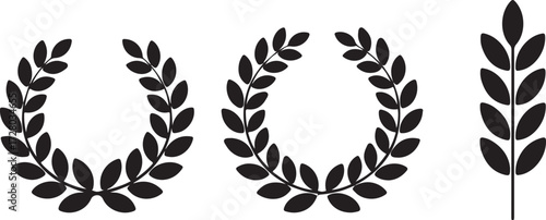 Laurel Wreath Emblems: An elegant set of laurel wreath emblems, showcasing timeless symbols of honor, achievement, and victory.