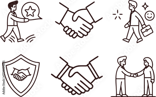 Vector illustration of a hand drawn business icon set for office design