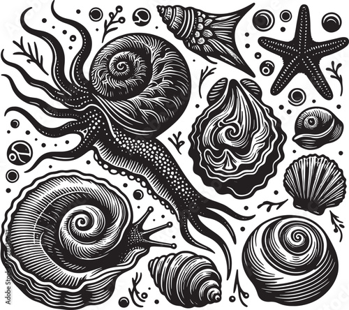 sea animal black silhouette art transparent background design stock photos premium quality