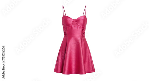 Elegant pink dress with spaghetti straps isolated PNG with Transparent Background