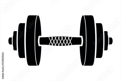 Black dumbbell with textured grip on white background weight fitness 1