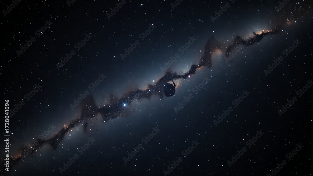 Naklejka premium Elegant, luminous chains of star clusters weaving through the velvet blackness of space like a celestial necklace.