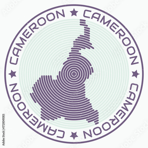 Cameroon map with round title. Country shape rings. Cameroon text around the country boundary shape. Modern vector illustration.