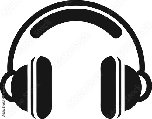 Classic Headphones Clipart Vector Clean Outline Black