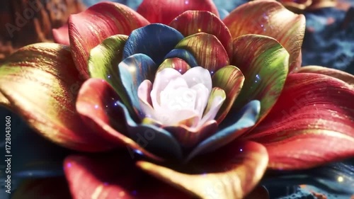Harmonic blooms: An abstract symphony of floral hues in a fantastical landscape