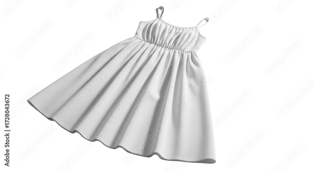 Elegant little white dress with shoulder straps isolated PNG with Transparent Background
