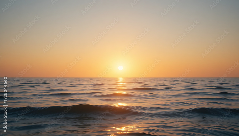 Fototapeta premium Golden Sunrise Over Calm Sea Horizon Symbolizing Hope and Positivity