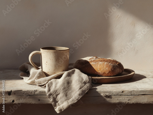 Soft Morning Light on Minimal Kitchen Scene