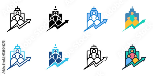 Private equity icon set multiple style collection 
