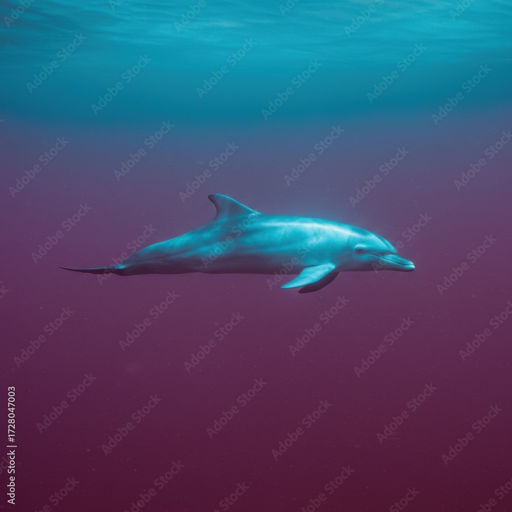 Fototapeta premium Serene Dolphin Underwater A Stunning Ocean Scene