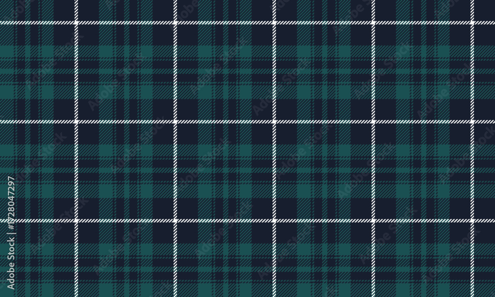Fototapeta premium This seamless plaid pattern, in green, navy, and white, has a classic and contemporary feel, perfect for designing clothes, skirts, pants, and a variety of fashion styles.