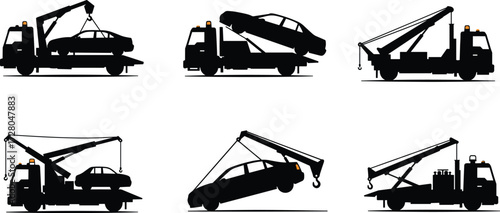 Tow truck vehicle, roadside assistance, car towing service, emergency breakdown, automotive recovery, transport truck, vehicle hauling, heavy duty wrecker, towing equipment, accident recovery