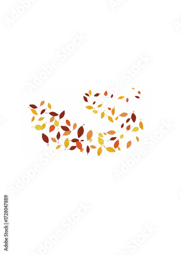 Multicolor leaf foliage swirl design element vector illustration isolated seasonal abstract decorative for autumn.ai