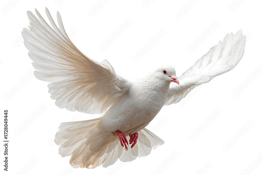 Fototapeta premium White dove in flight against transparent background