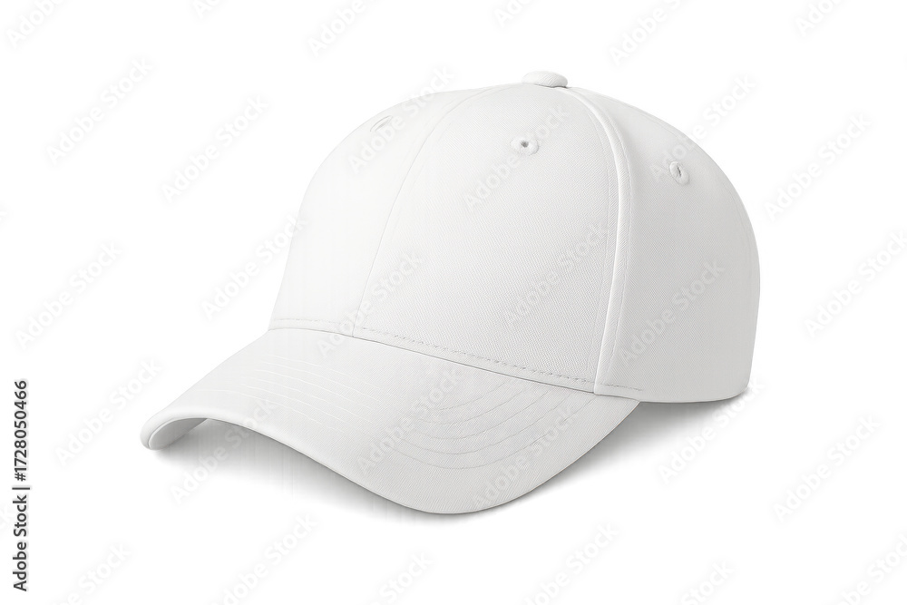 Fototapeta premium Clean White Baseball Cap: A crisp, clean baseball cap isolated, perfect for showcasing design, branding, or personal style.