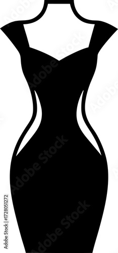 Minimal Bodycon Dress Silhouette Vector Illustration