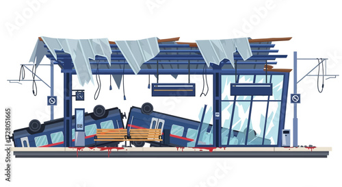 Derelict Train Station After Catastrophic Collision.