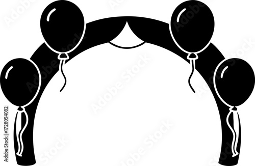 Party Balloon Arch Doodle Vector Playful Design Black