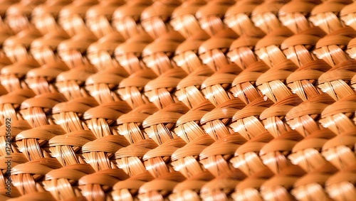 Woven straw texture with intricate pattern and warm, inviting co