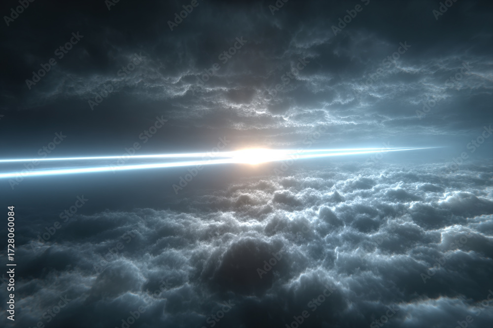 Obraz premium Minimal sci-fi energy field with soft blue plasma glow and ethereal futuristic atmosphere