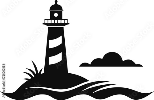 Stylish Lighthouse Silhouette Vector Illustration