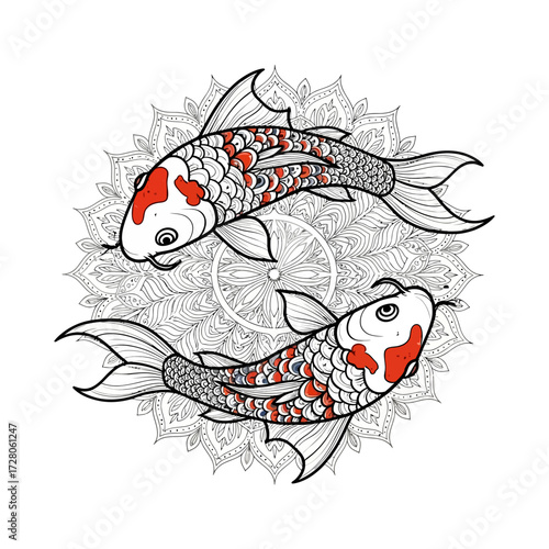 Elegant koi fish illustration showcasing japanese art and traditional motifs in detail