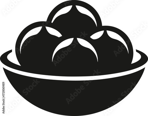 Stylish Pani Puri Silhouette Vector Illustration with Toppings