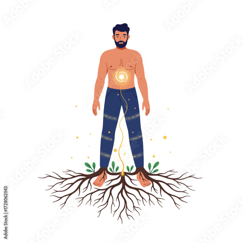 Rooted Man A Symbol of Inner Strength and Connection to the Earth