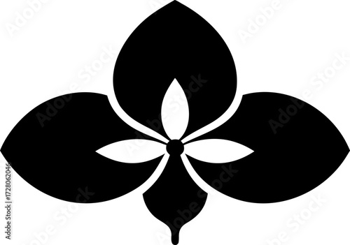 Stylish Trillium Silhouette Vector Illustration with Leaves