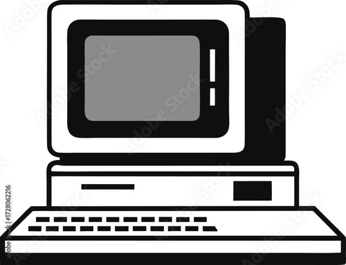 Stylish Vintage Computer Clipart Vector 90s Tech
