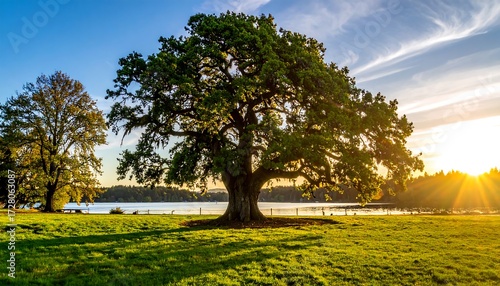 Sunrise over a tranquil meadow