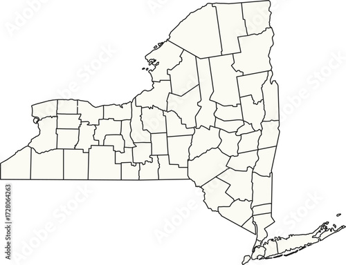 Detailed vector map of New York, USA, highlighting the entire state for nationwide reports and general presentations.

