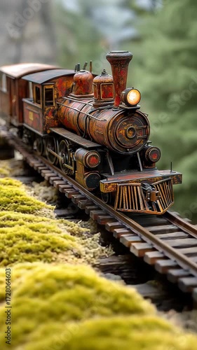 A model of a train on a train track