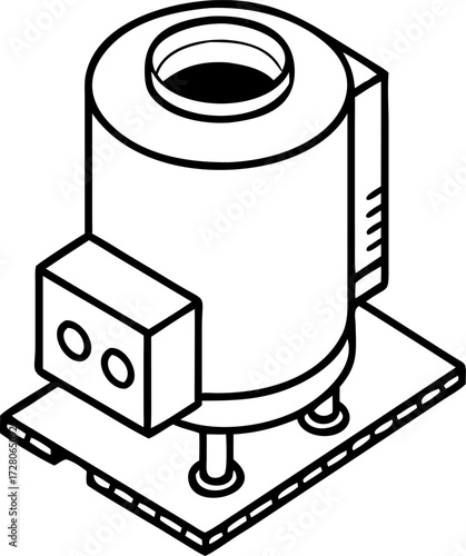 Isometric boiler tank icon with industrial perspective