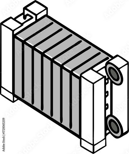 Clean isometric pictogram of a modern heat exchanger unit