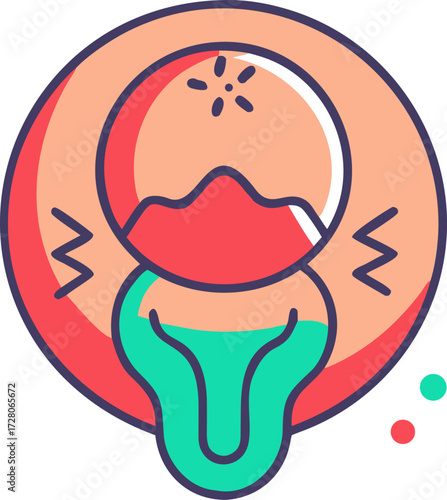 Abstract colorful blob symbol representing a sore throat or illness