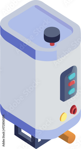 Isometric water heater icon with flat perspective design for plumbing services