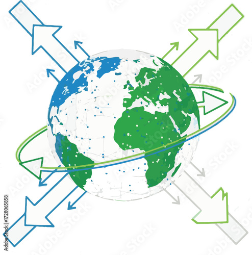 Globe with Arrows Indicating Global Connections