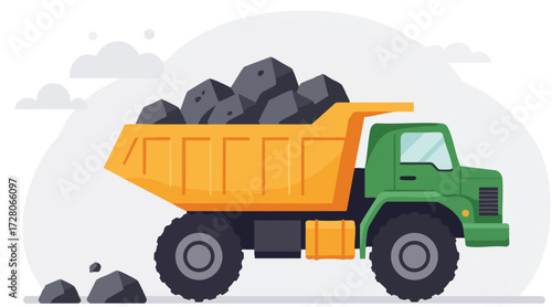 Mining Dump Truck Vector Illustration