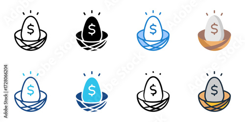 Individual Retirement Account icon set multiple style collection 

