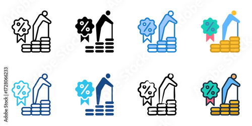 Roth IRA icon set multiple style collection 
