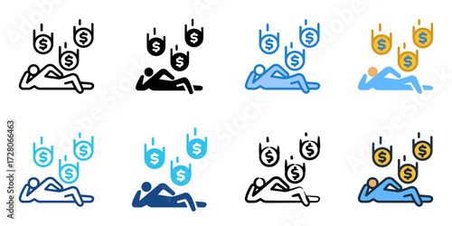 Passive income icon set multiple style collection 

