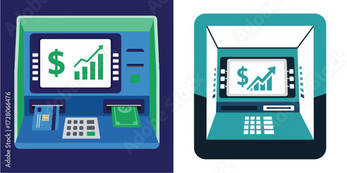 ATM Machine Illustrating Financial Growth