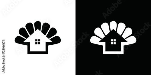 simple shell house logo vector