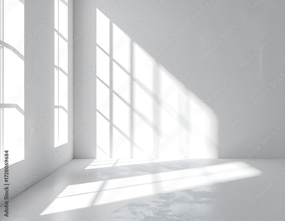 Fototapeta premium White room with sunlight and shadows