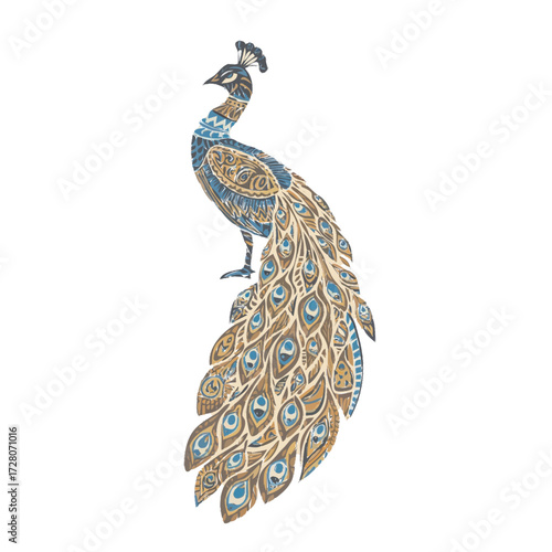 peacock feather on white background