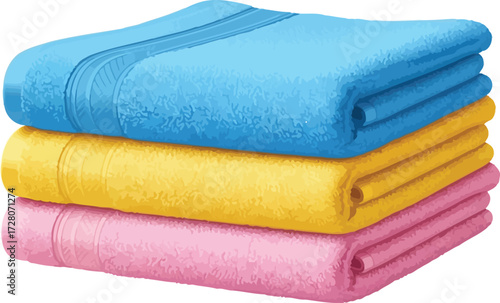 colorful towels isolated on white